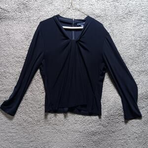 Tommy Hilfiger Twist Front Top Navy Size Large Women’s Blouse